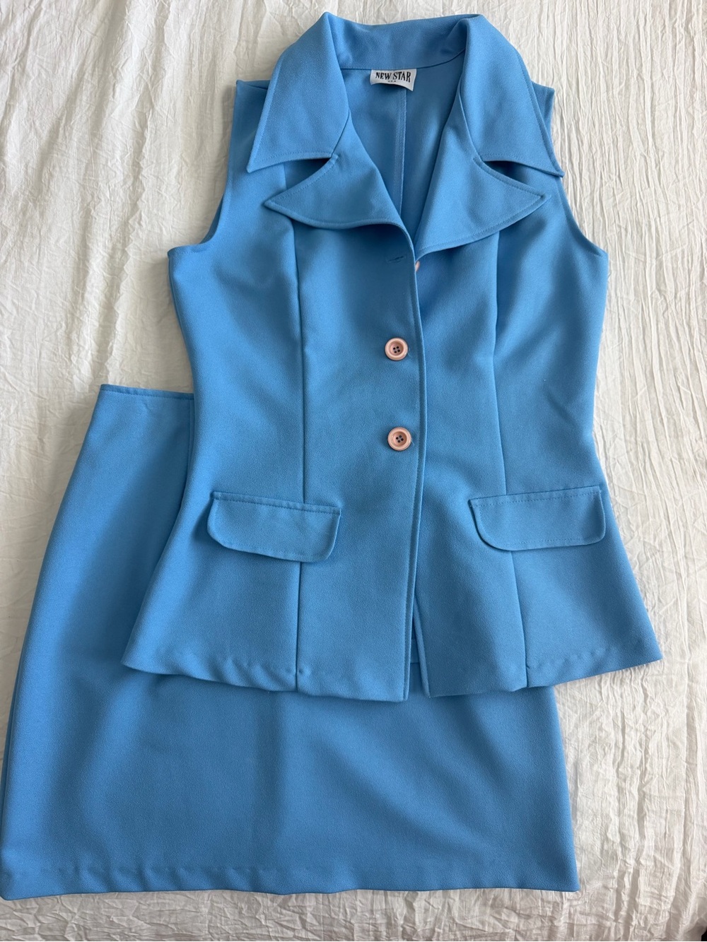 Women's Sky Blue Sleeveless Blazer Jacket